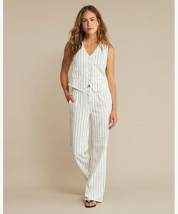 COLETTE Cotton Linen Stripe Trousers