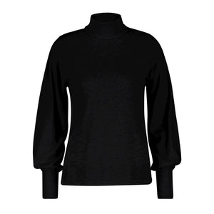 Sweet Roll Neck Puff Sleeve Black or Stone