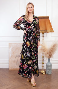 DARA Maxi Dress in Feather Lurex with Tie Waist