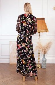 DARA Maxi Dress in Feather Lurex with Tie Waist