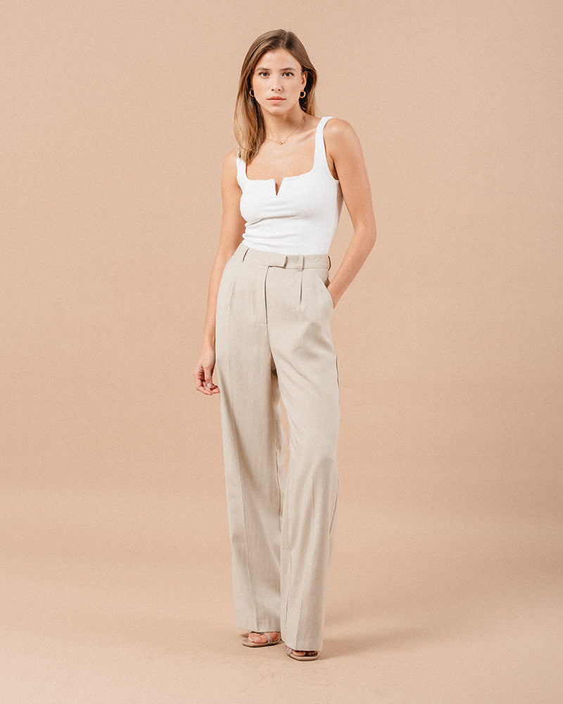 MARC Wide Leg Trousers in Beige