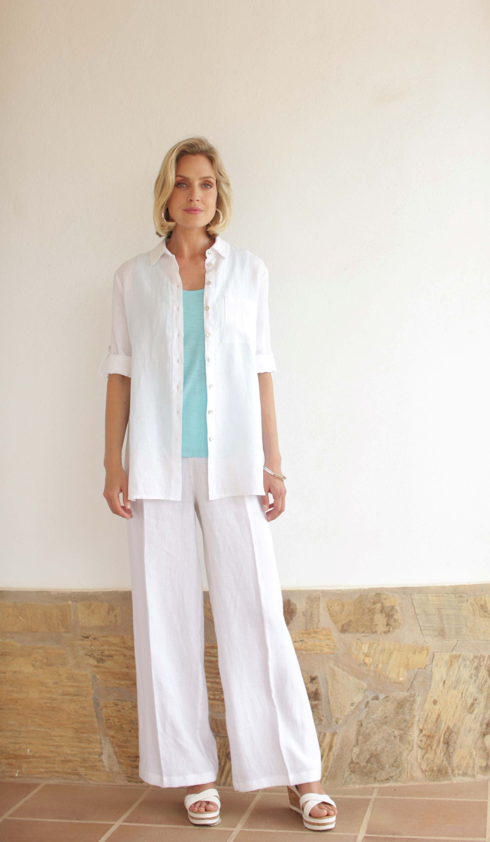 TAMSIN Linen Shirt White or Pink