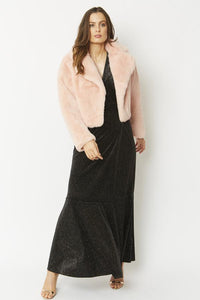 Faux Fur Cropped Jacket Blush Pink