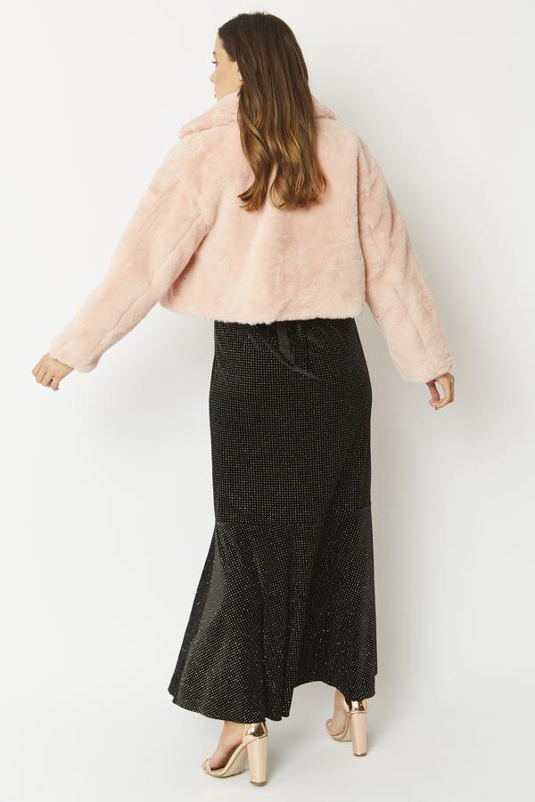 Faux Fur Cropped Jacket Blush Pink