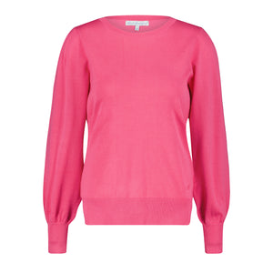Sweet Puff Long Sleeve Pullover in Raspberry