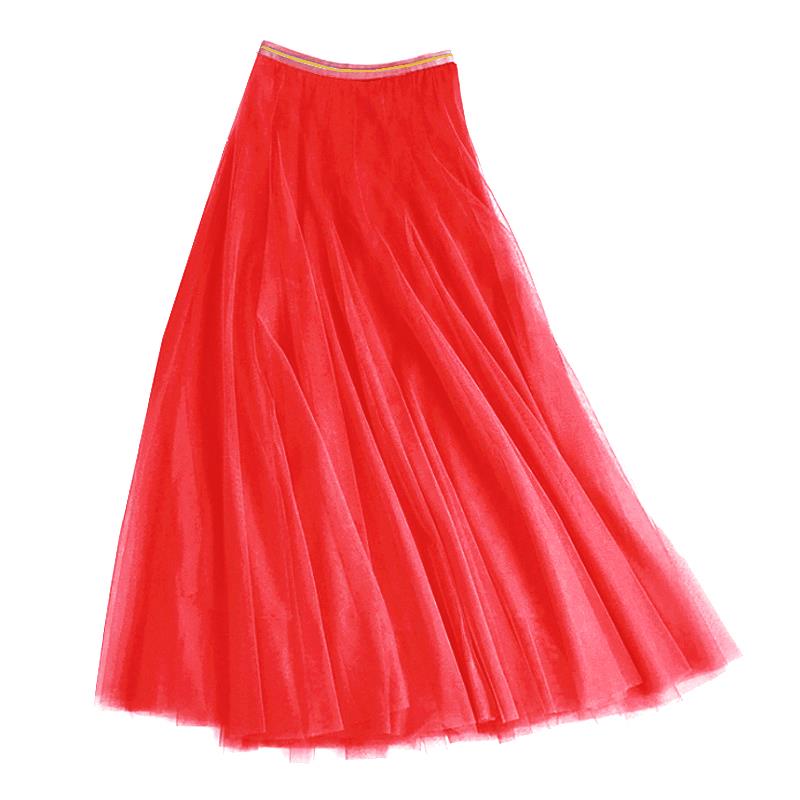 SERINNA Tulle Layer Skirt in Electric coral